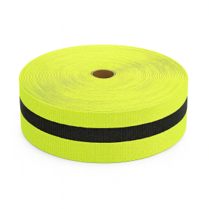 Taśma ostrzegawcza materiałowa żółto-czarna 100m dwustronna neonowa